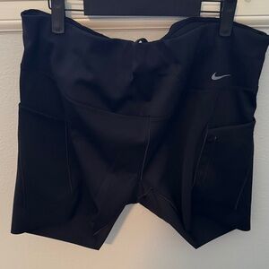 Nike Women's Black Athletic Shorts with Silver Logo